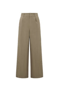 Geweven Polyestervezel Vrouwen Brede Broek Elegante Solide Kleur Herfst/Winter