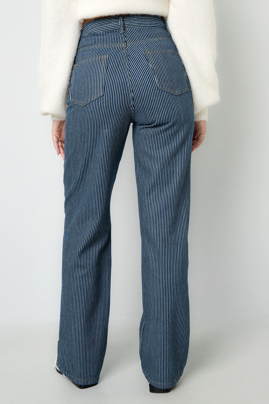 Geweven Katoen Vrouwen Rechte Broek Casual Strepen