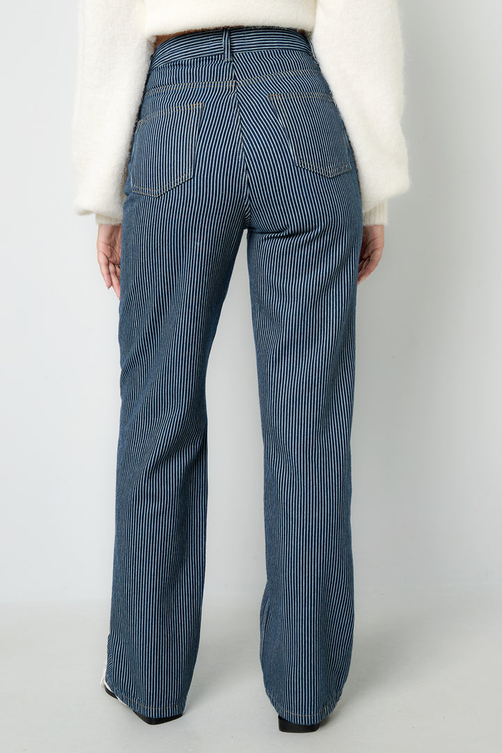Geweven Katoen Vrouwen Rechte Broek Casual Strepen