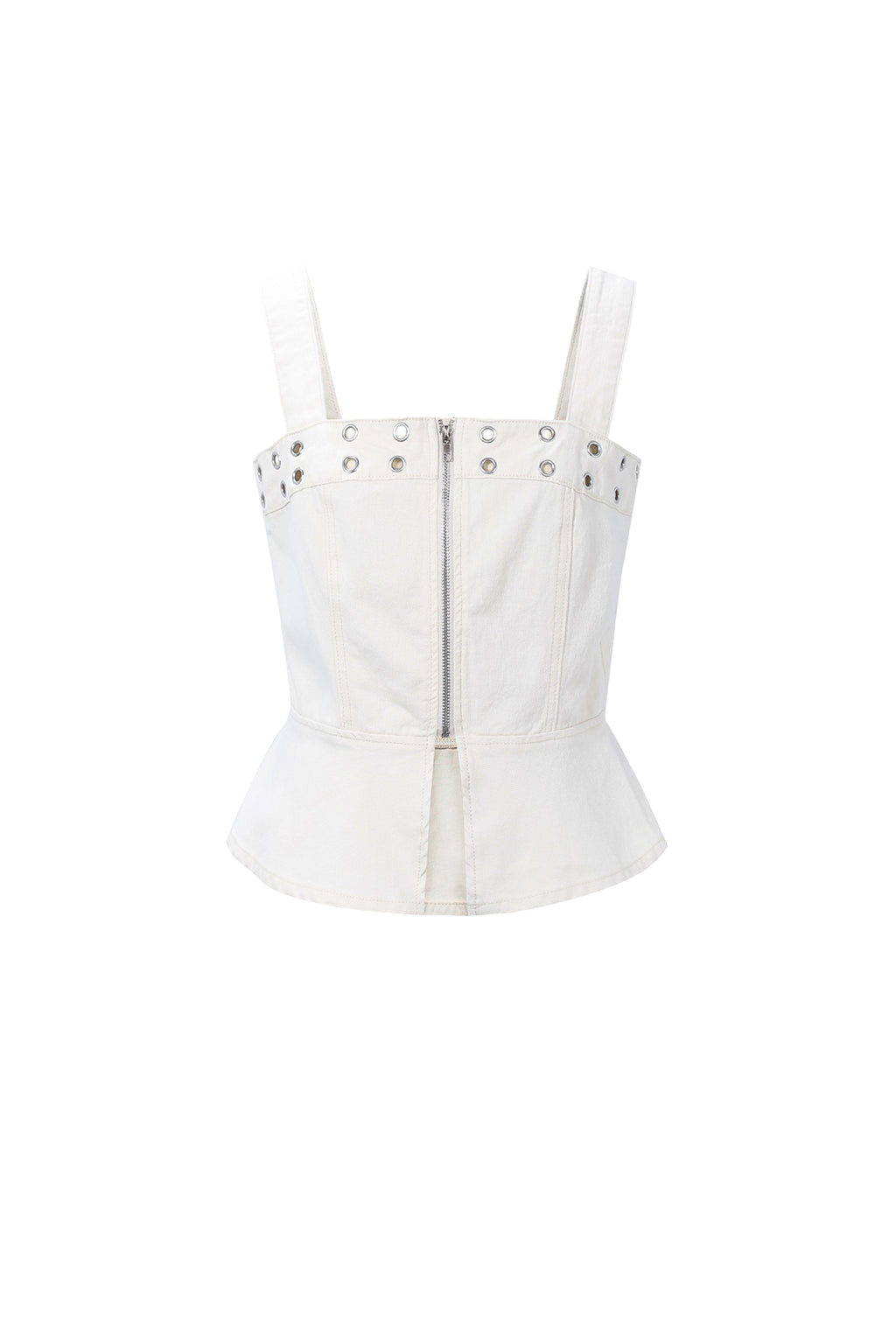 Opvallende denim top met oogjes
