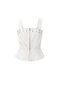 Opvallende denim top met oogjes