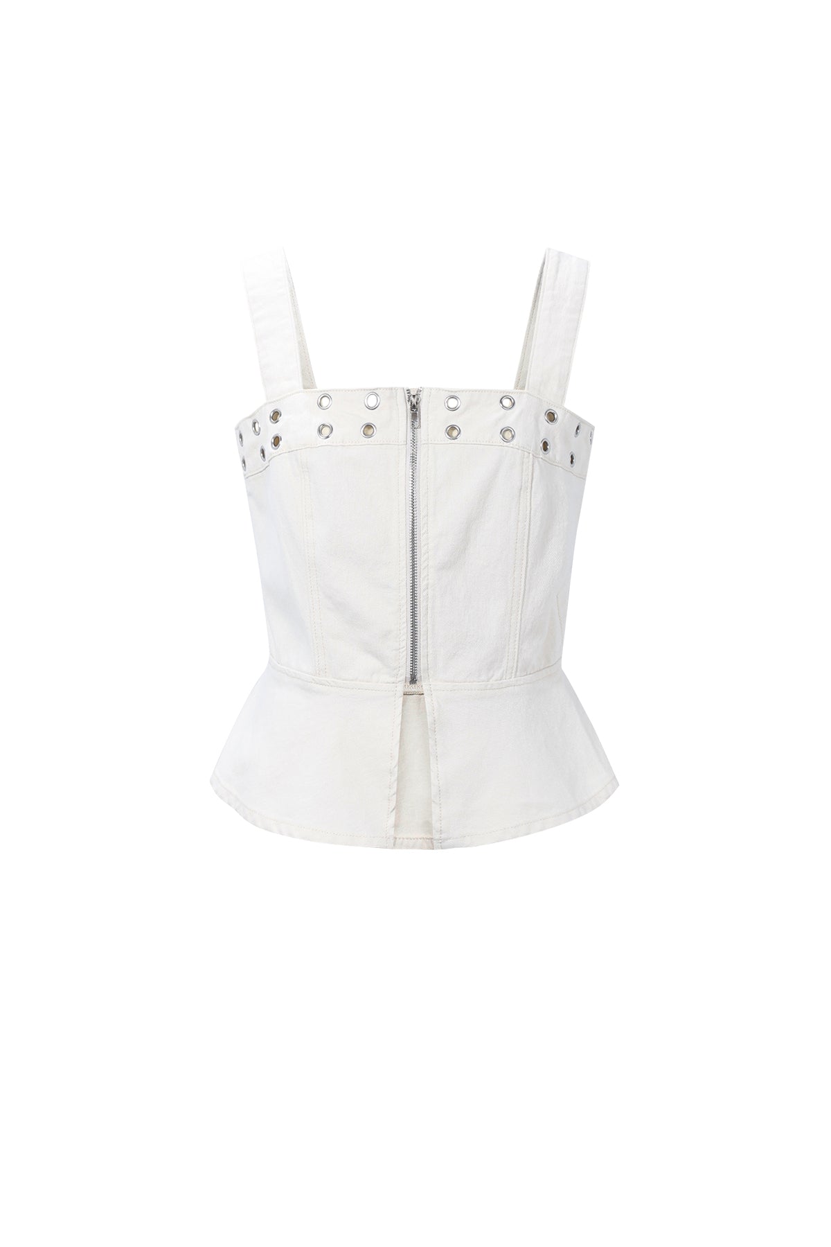 Opvallende denim top met oogjes