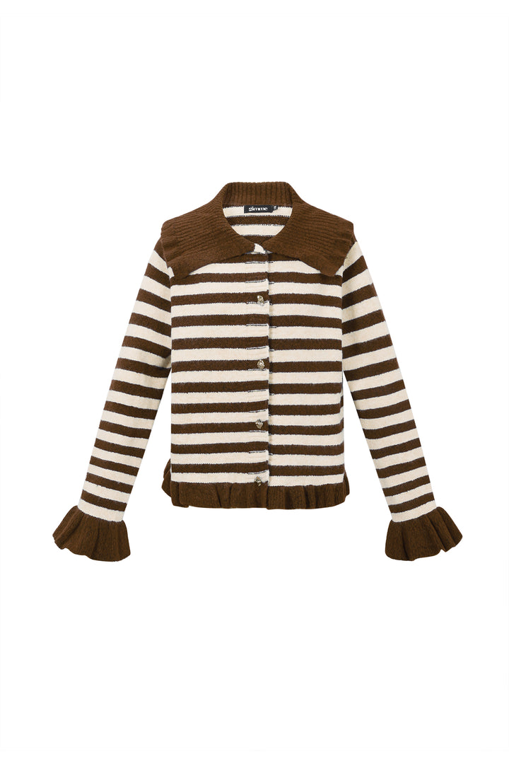Gebreide Polyestervezel Vrouwen Cardigan Casual Strepen