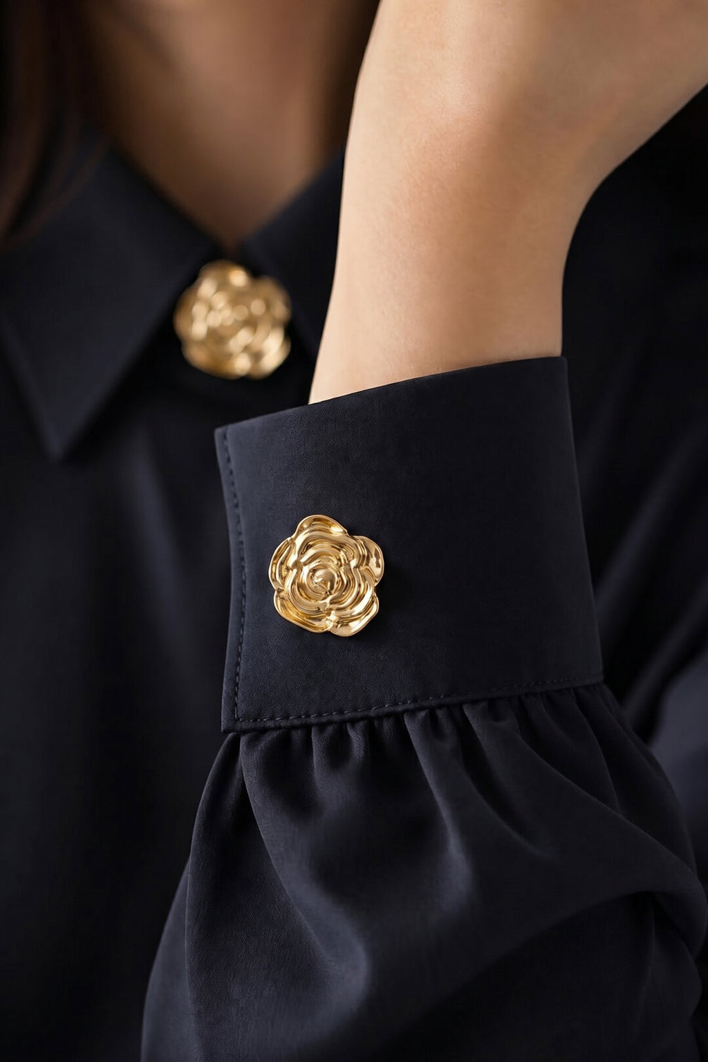 Manchetknopen met bloemmotief, casual, roestvrij staal, dagelijkse accessoires