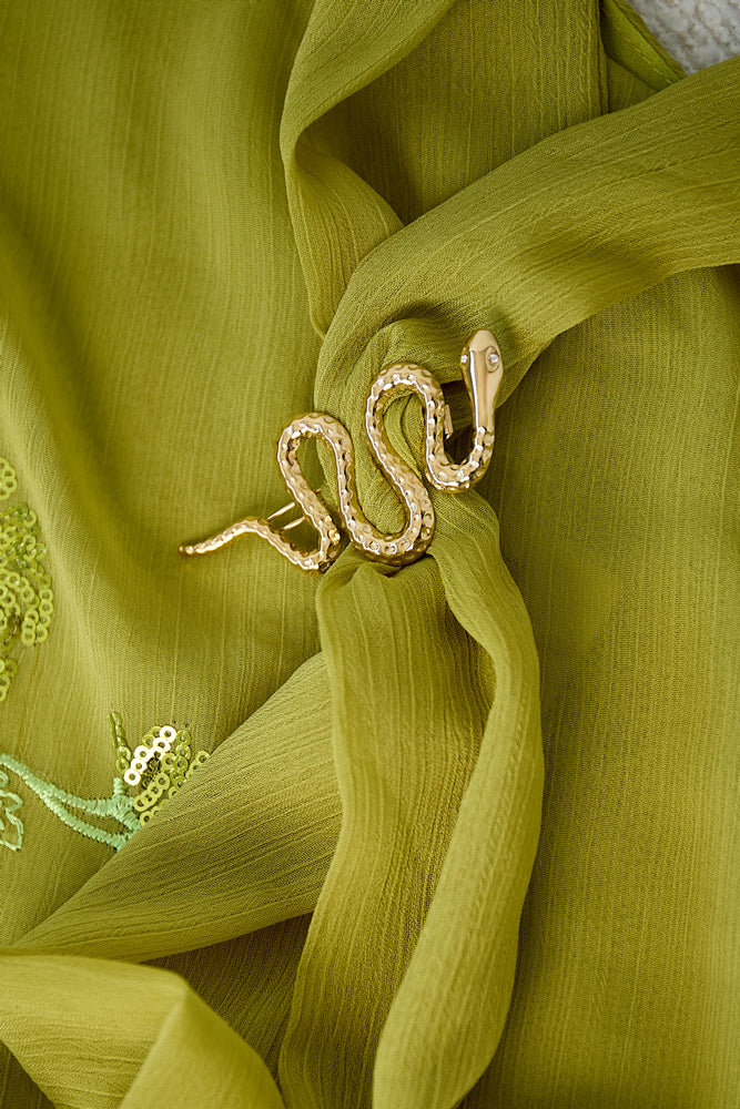 Broche haarspeld slang met steentjes