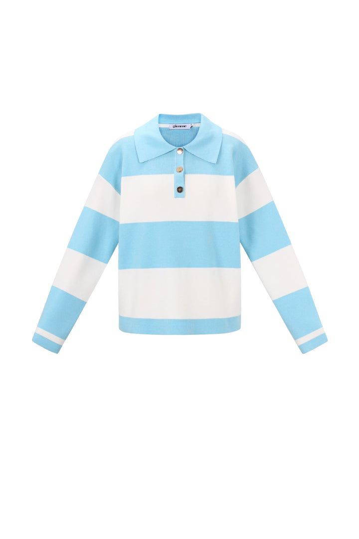 Gebreide Viscose Dames Polo Trui Strepen Herfst/Winter