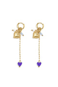 Oorringetjes met lange ketting, hart en kraaltjes