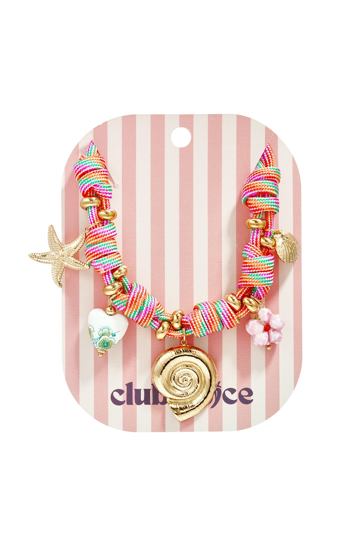 Touw ketting met knopen en schelp charms