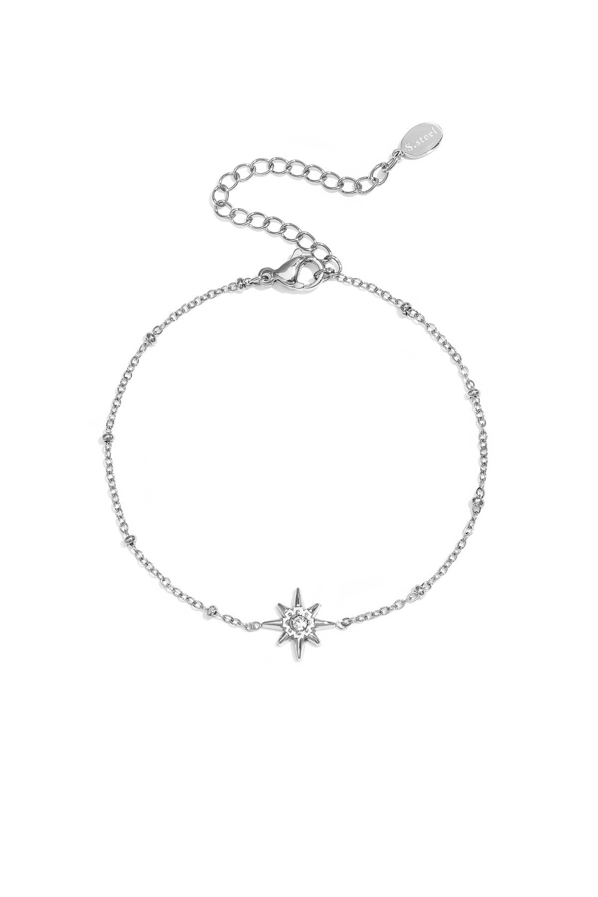 Armband met bolletjes en vallende ster met steen