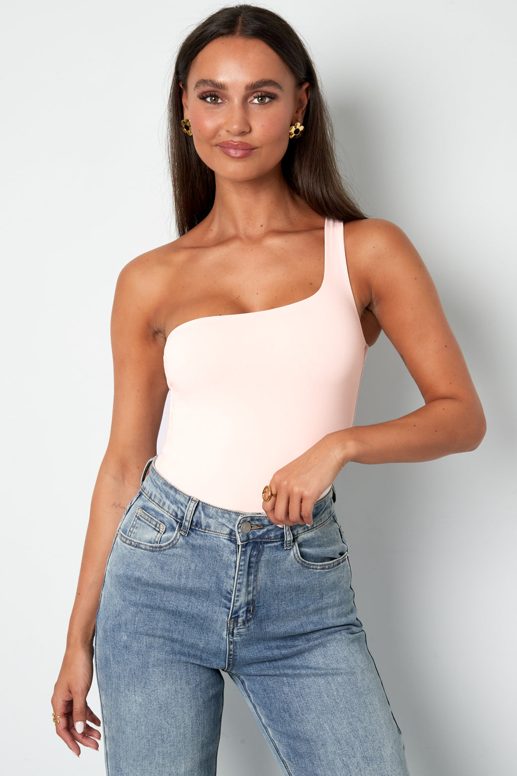 Gebreide Nylon Bodywear Bodysuit Eén-Schouder Lente/Zomer Solide Kleur