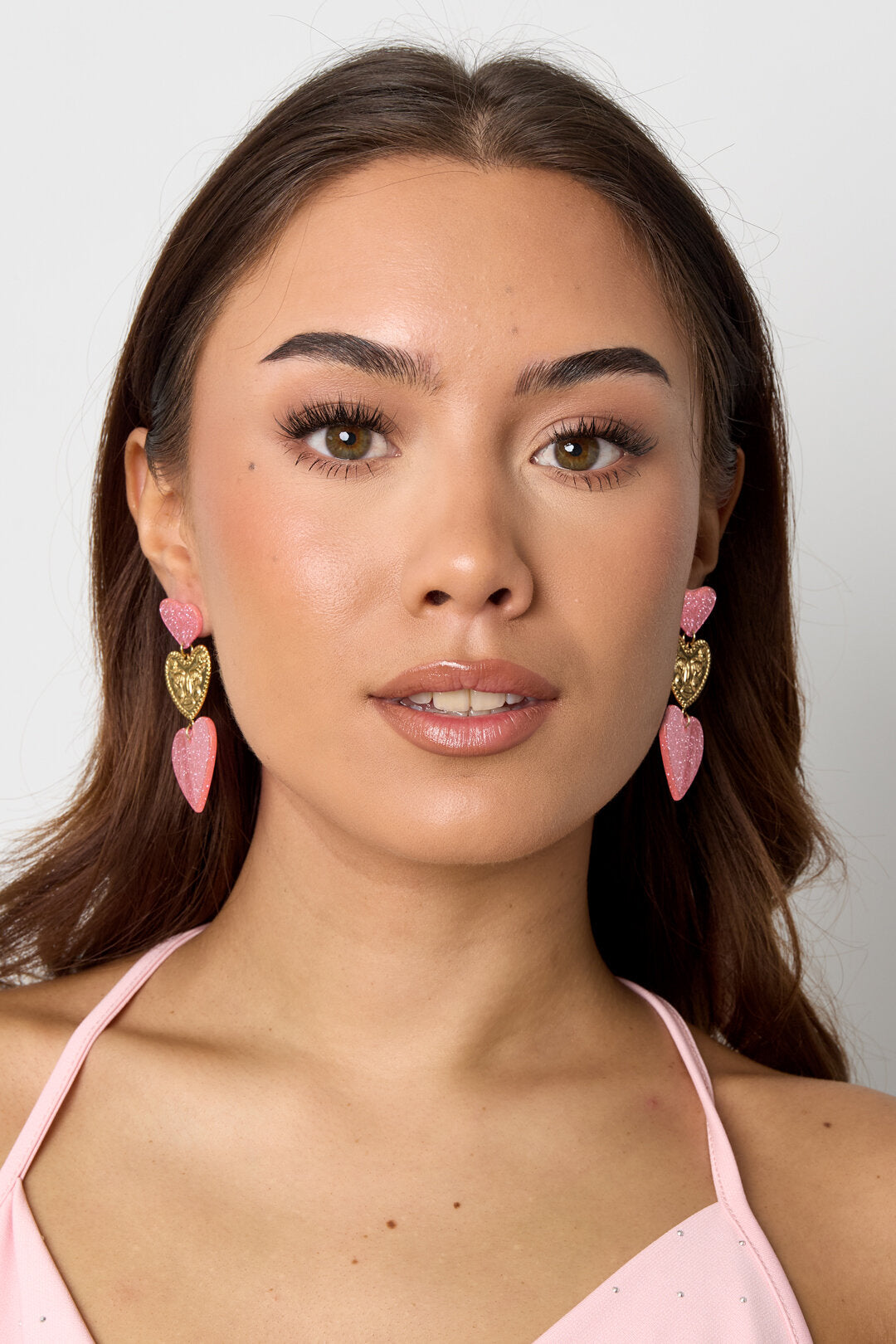 Statement oorbellen met glitter harten