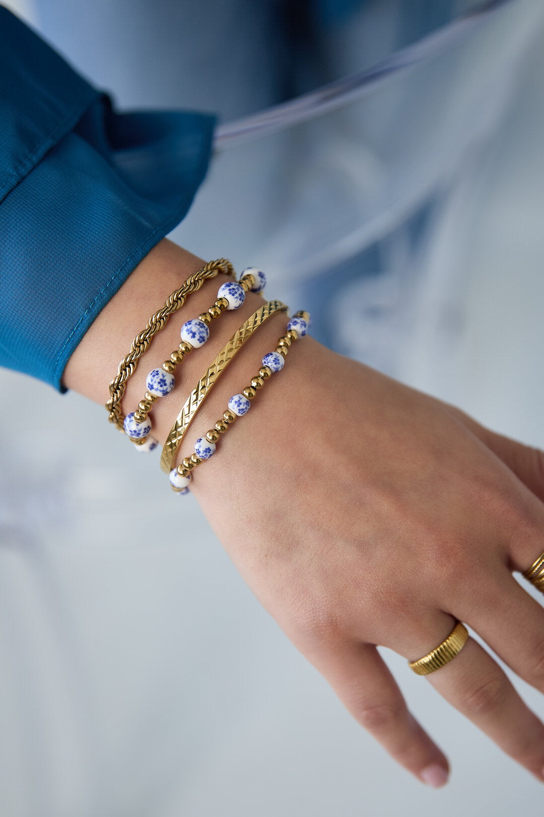 Armbanden van roestvrij staal met kralen, casual, dagelijks en eenvoudig, dames sieraden.