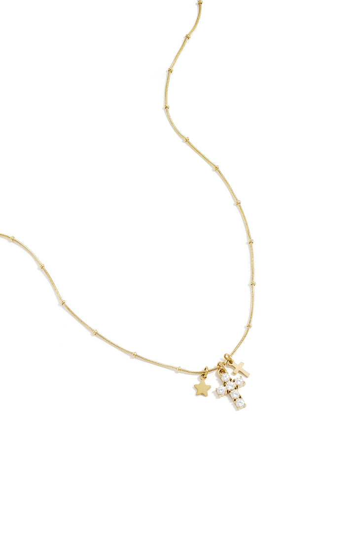 Ketting met kruis en ster charms