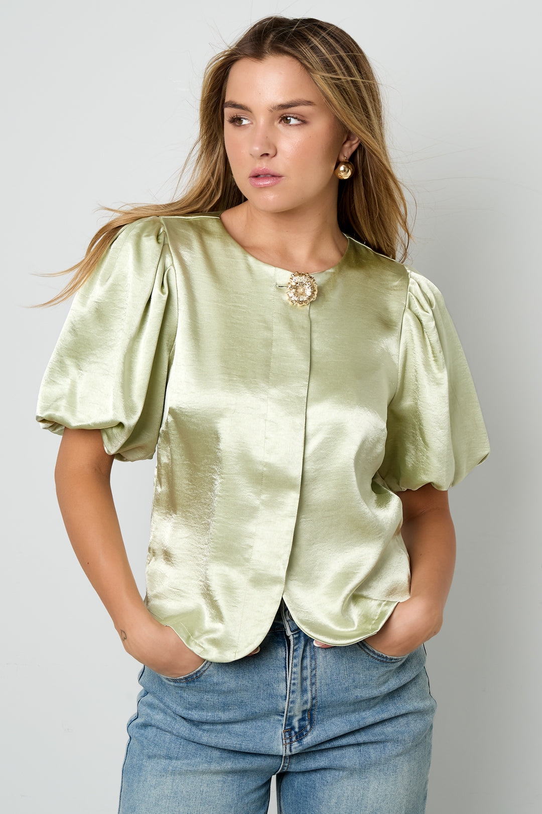 Geweven Polyestervezel Vrouwen Korte Mouwen Tops Elegant Solide Kleur