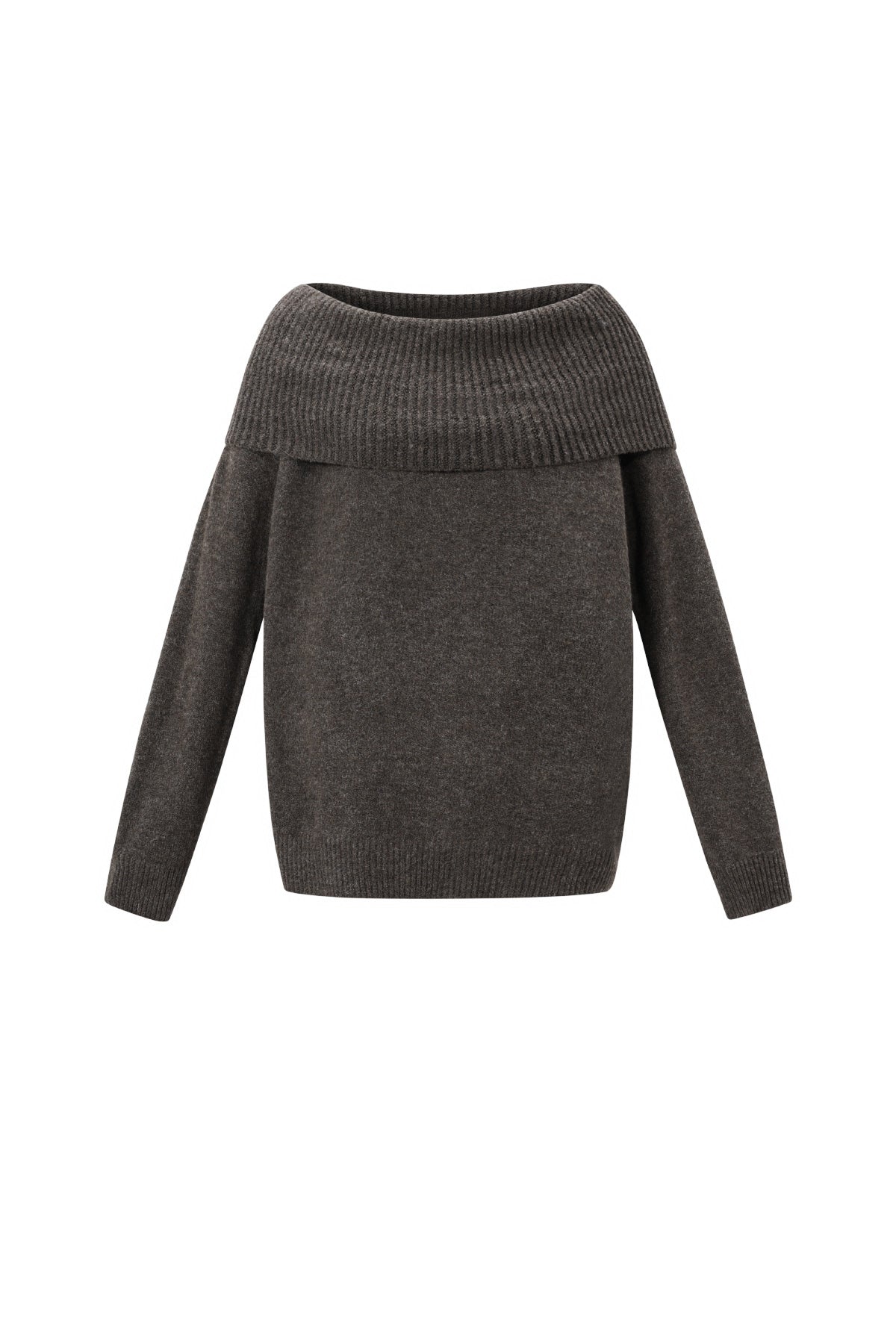 Gebreide Polyestervezel Vrouwen Off-Shoulder Trui Elegant Solide Kleur