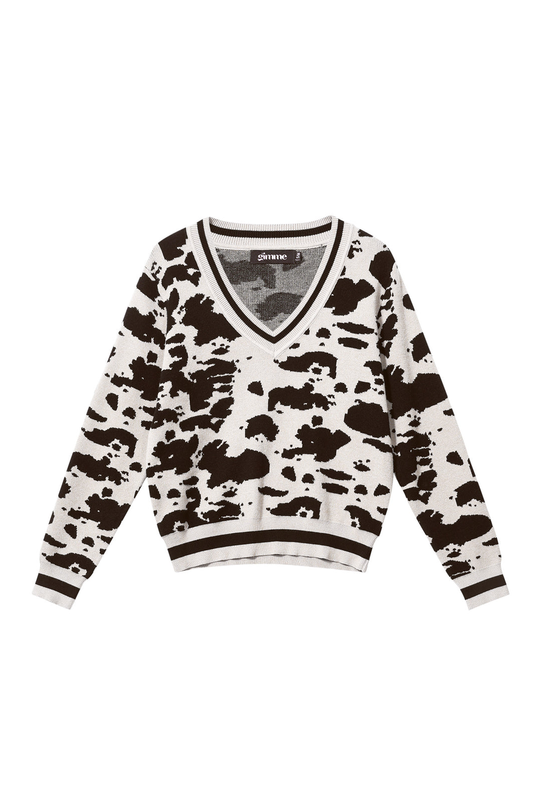 Gebreid (inclusief haakwerk en wolstof) Luipaardprint V-hals Trui voor Dames Herfst/Winter Casual