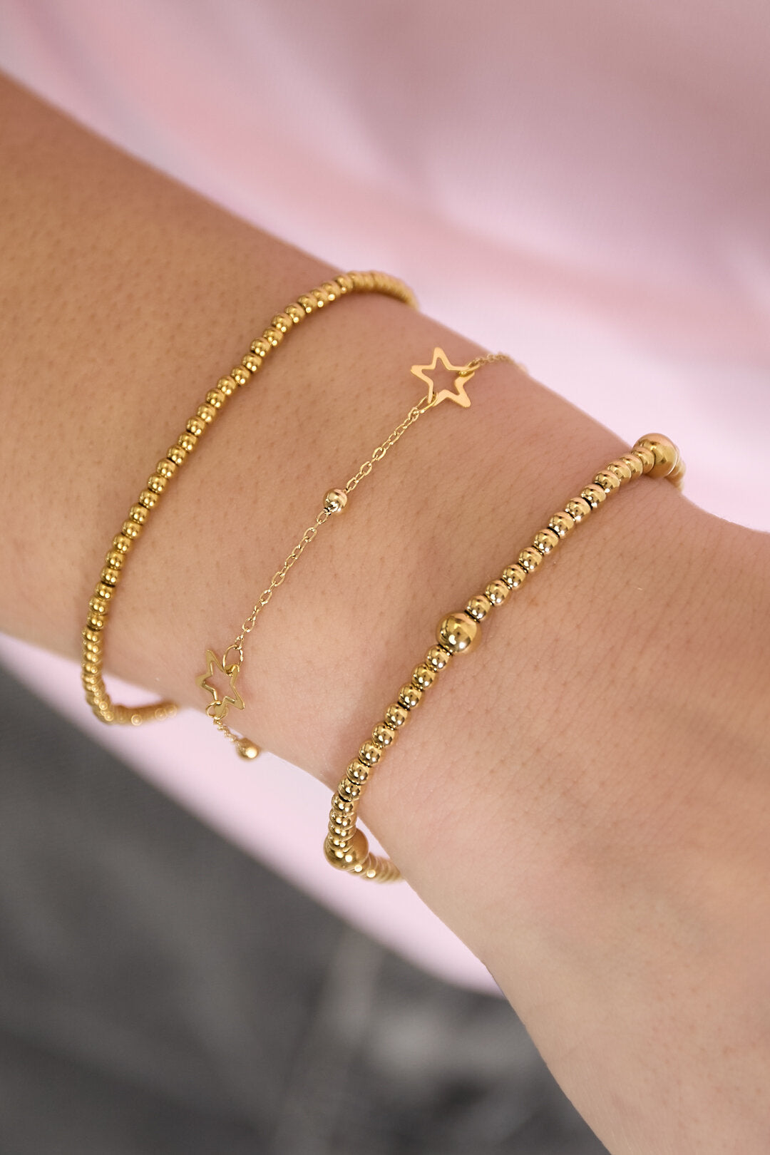 Armband Beady Goud kleur Stainless Steel