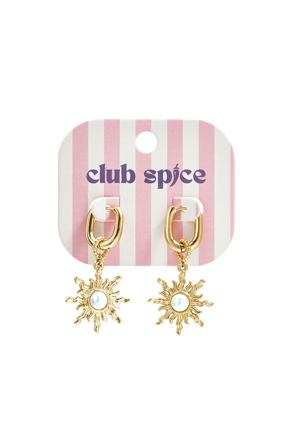 Squoval oorbellen met boho zon charm