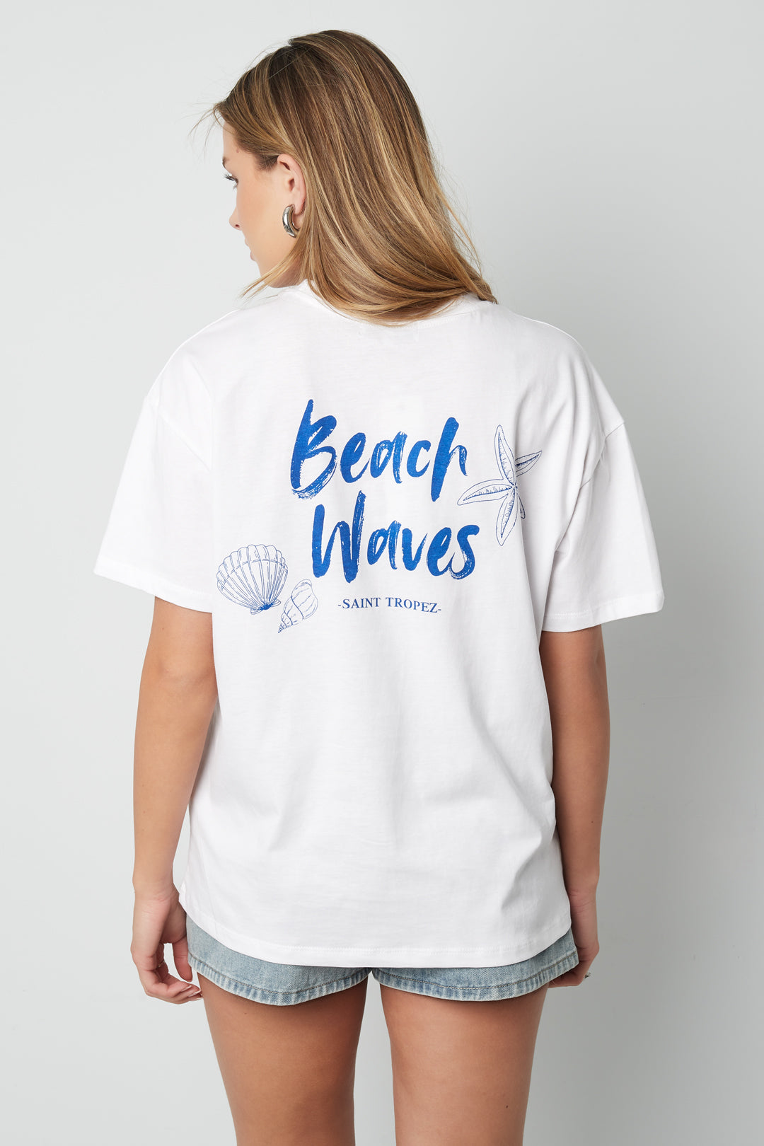 Cotton Vrouwen T-shirt Casual Geborduurde Sterrenvis
