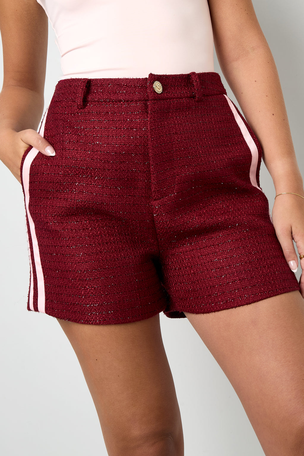 Geweven Polyestervezel Vrouwen Shorts Elegant Ruit Herfst/Winter