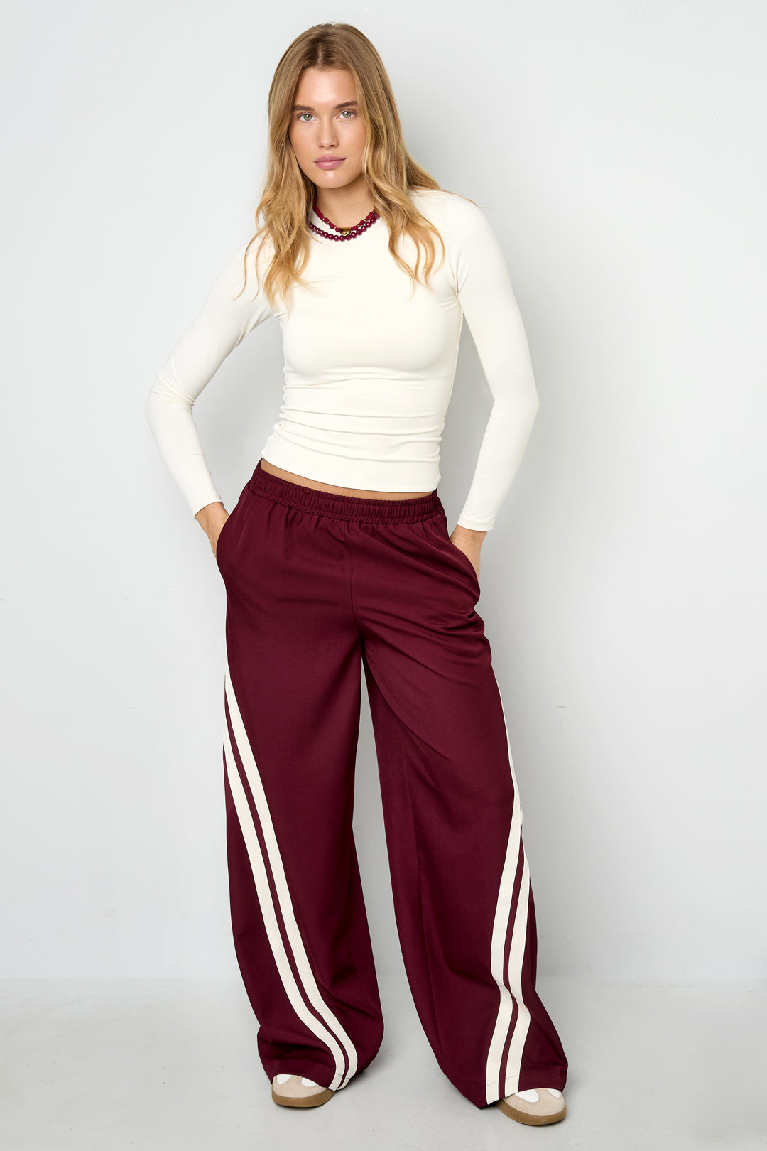 Gebreide Nylon Vrouwen Lange Mouw Top Basis Solide Kleur