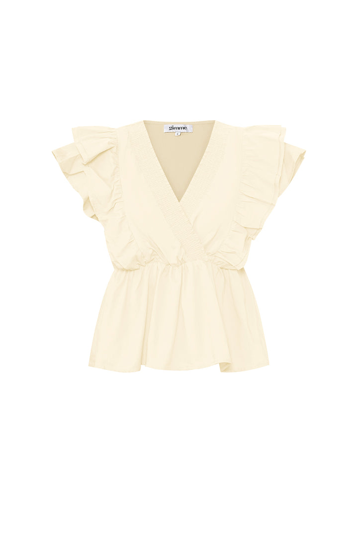 Geweven mouwloze top elegant ruches rand solide kleur lente/zomer