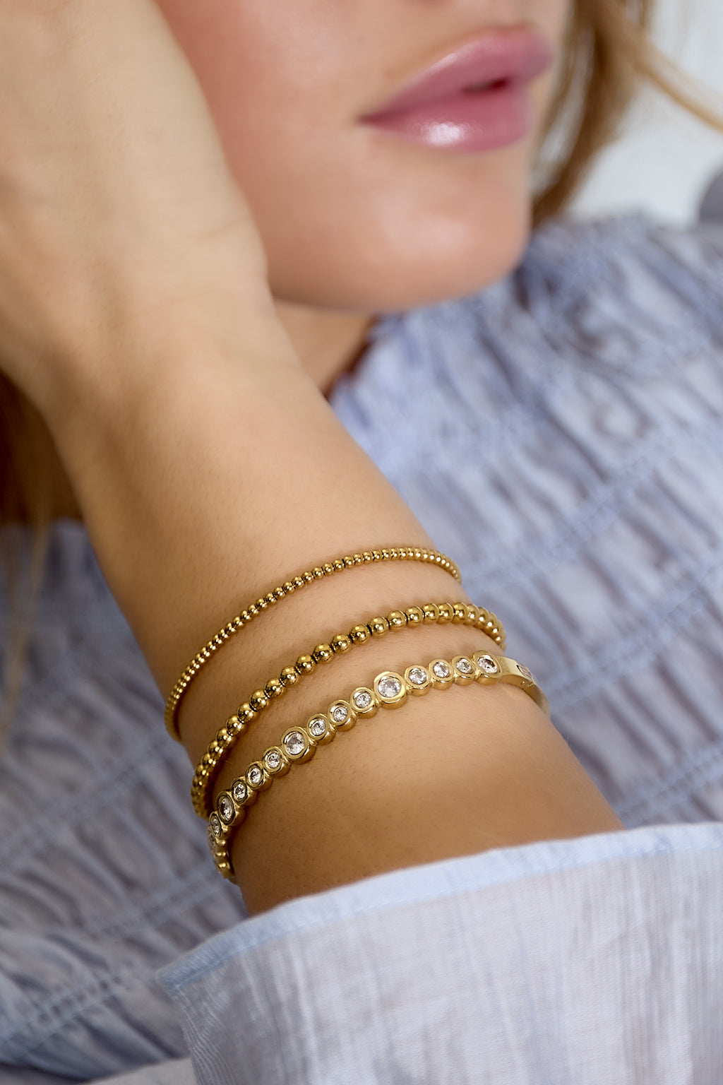 Bangle armband ronde steentjes
