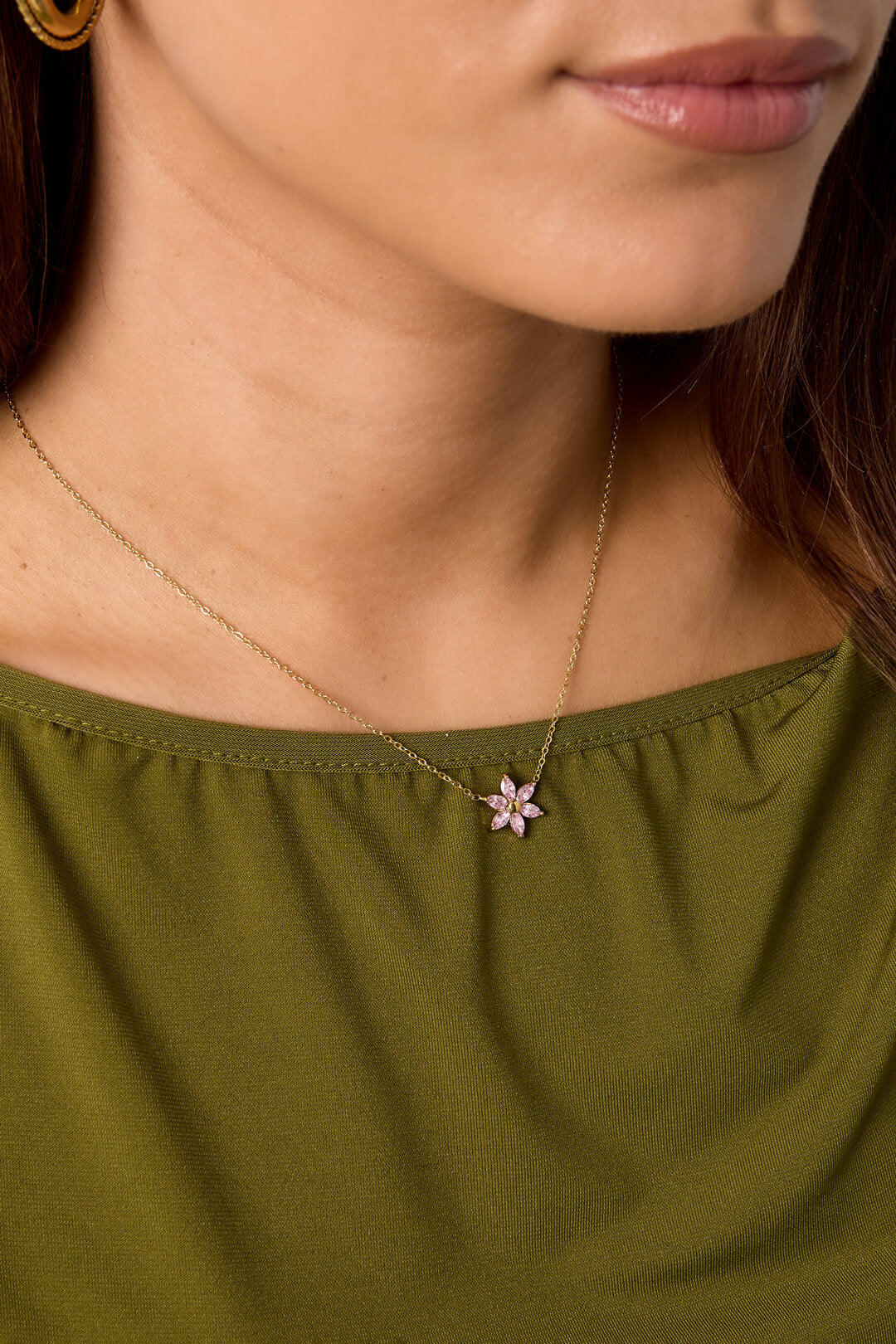 Ketting met strass bloem