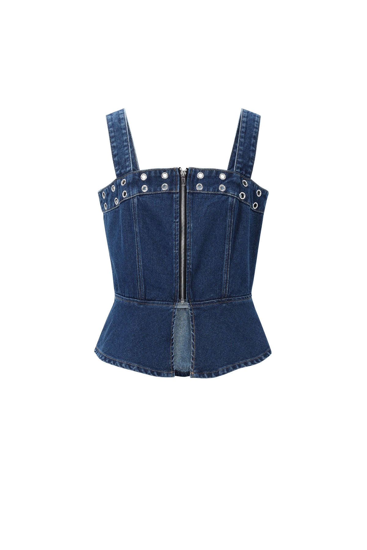 Opvallende denim top met oogjes