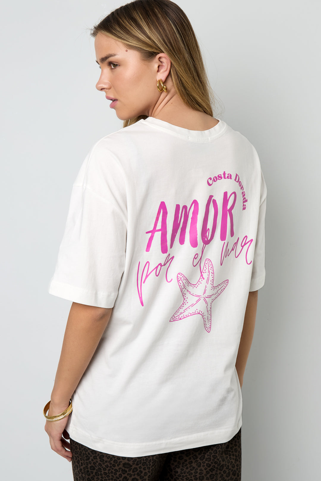 Katoen Gebreide Vrouwen T-shirt Casual Letters