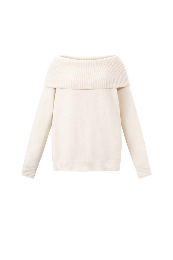 Gebreide Polyestervezel Vrouwen Off-Shoulder Trui Elegant Solide Kleur