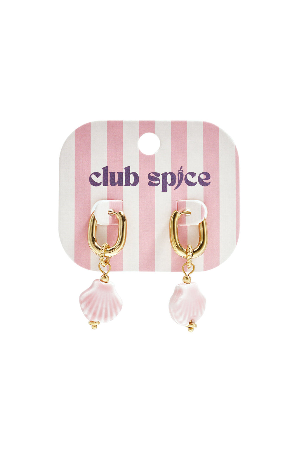 Squoval oorbellen met hangende schelp