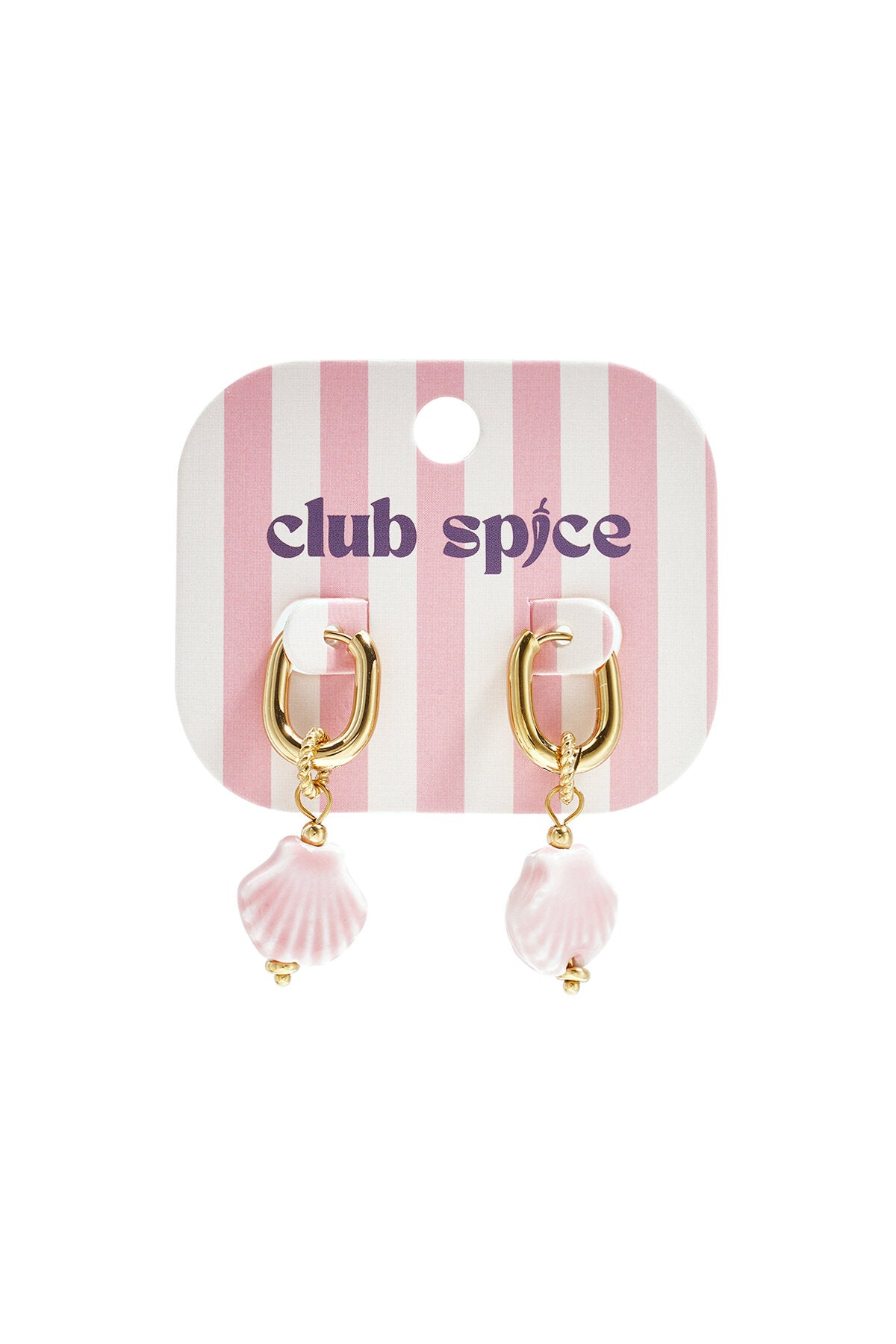 Squoval oorbellen met hangende schelp