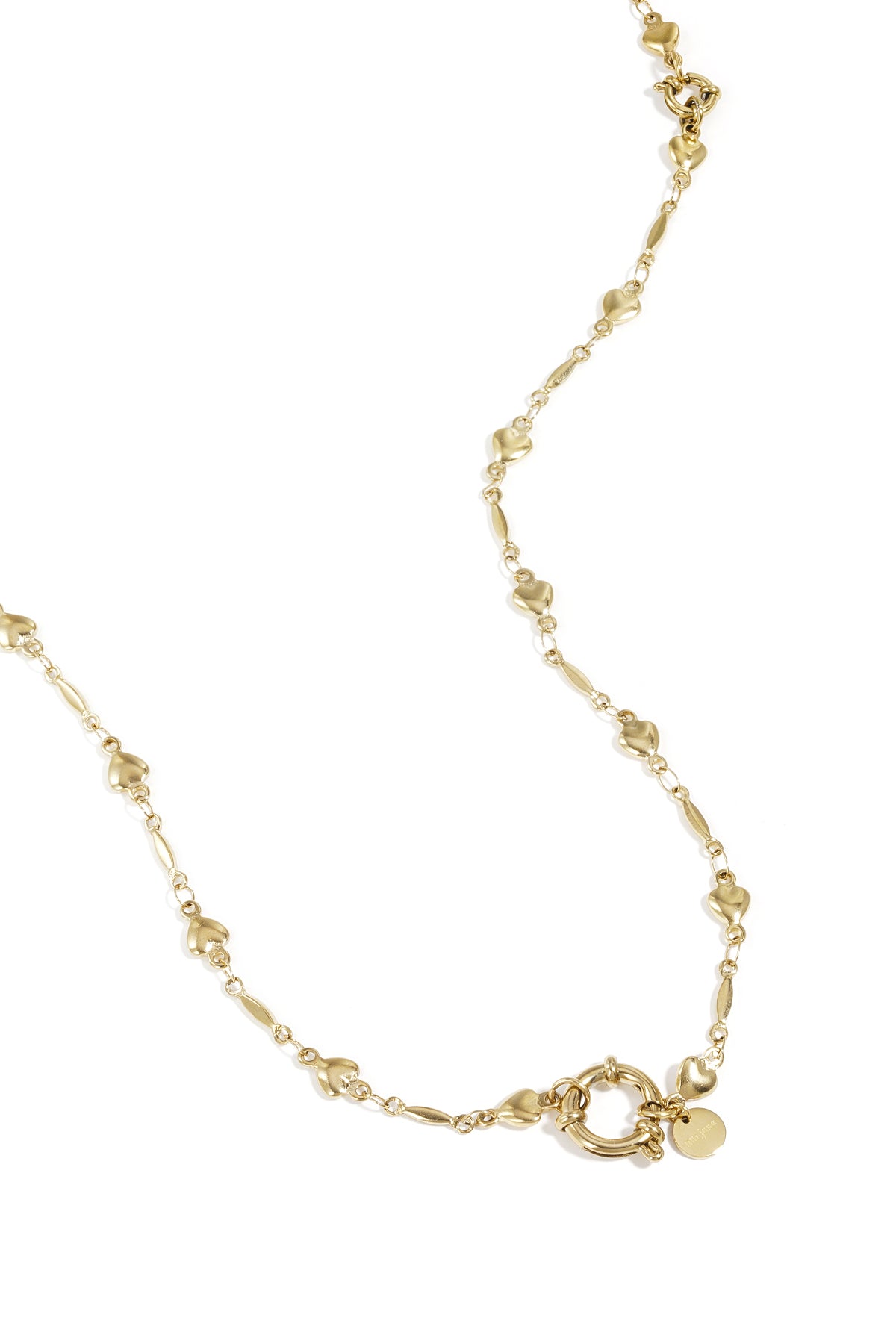 Ketting met schakels en hartjes afneembaar en verstelbaar