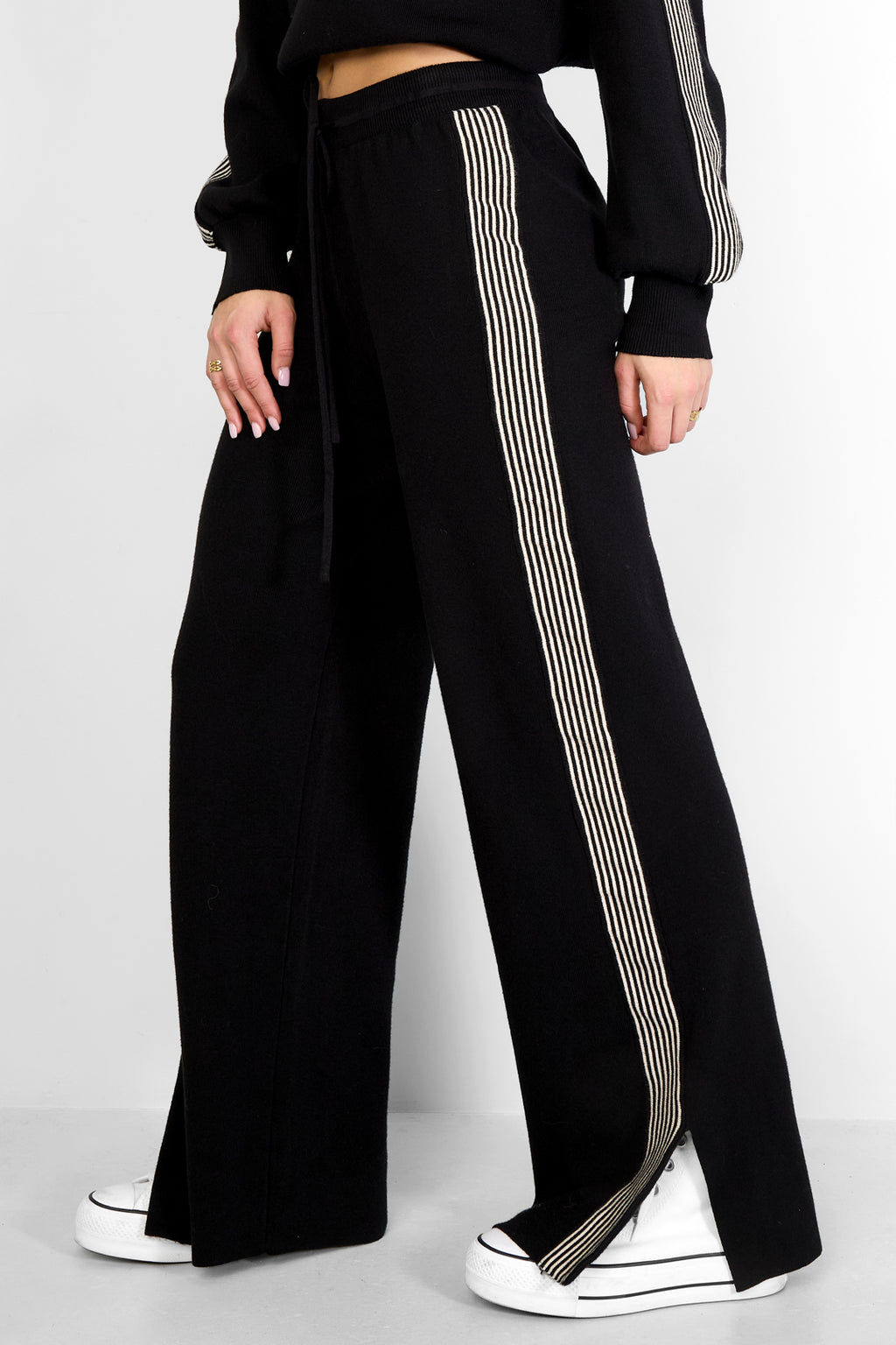 gebreide broek met strepen