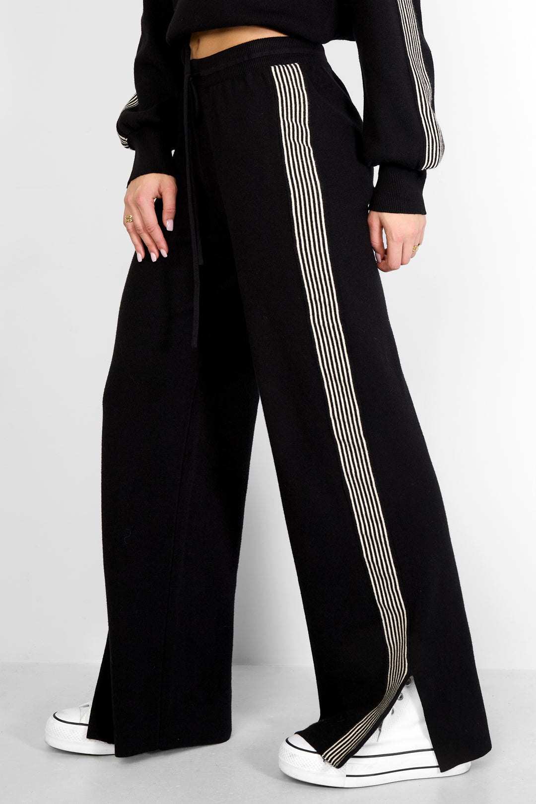 gebreide broek met strepen