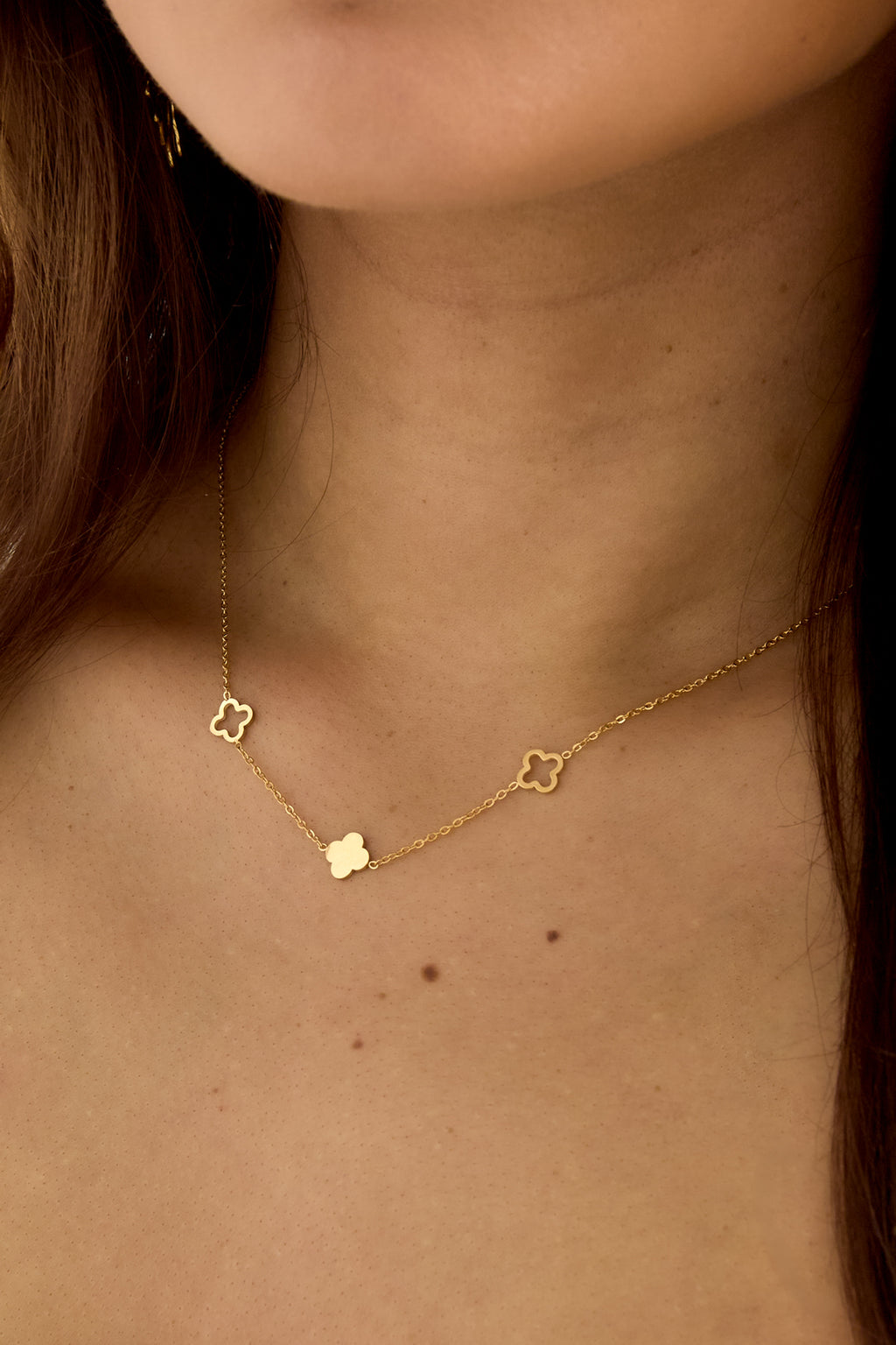 Ketting klavertjes Goud kleur Stainless Steel