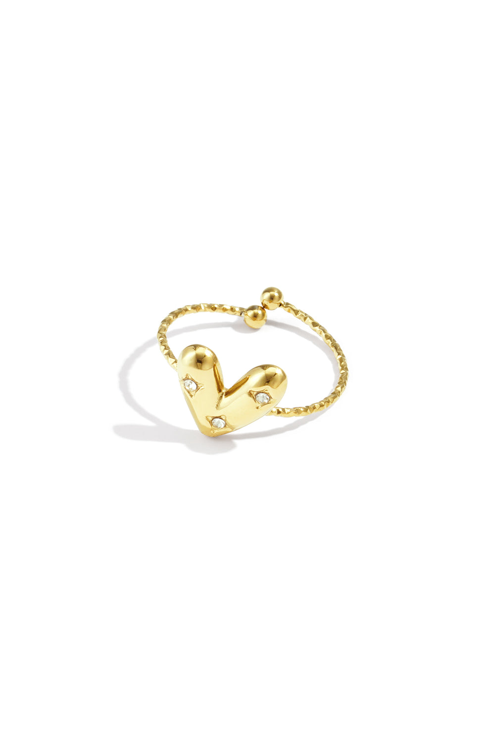 Verstelbare ring met belegd hart
