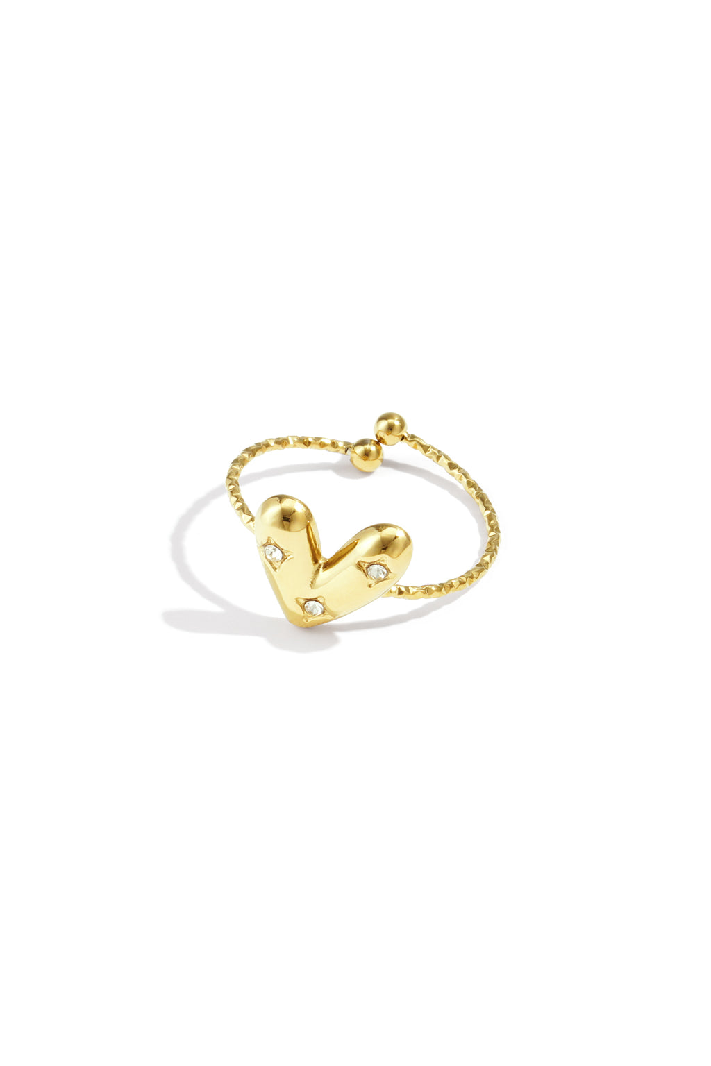 Verstelbare ring met belegd hart