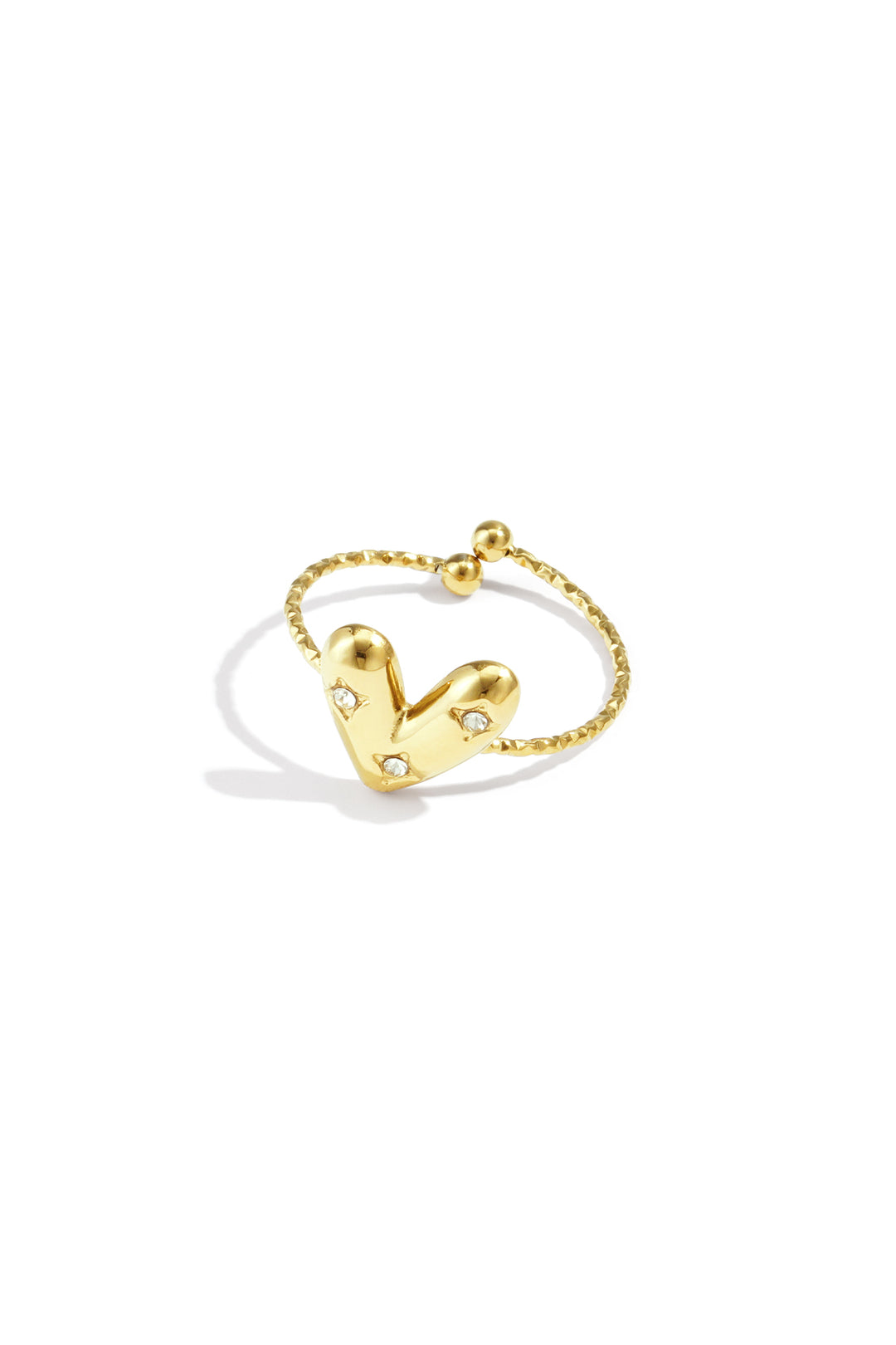 Verstelbare ring met belegd hart