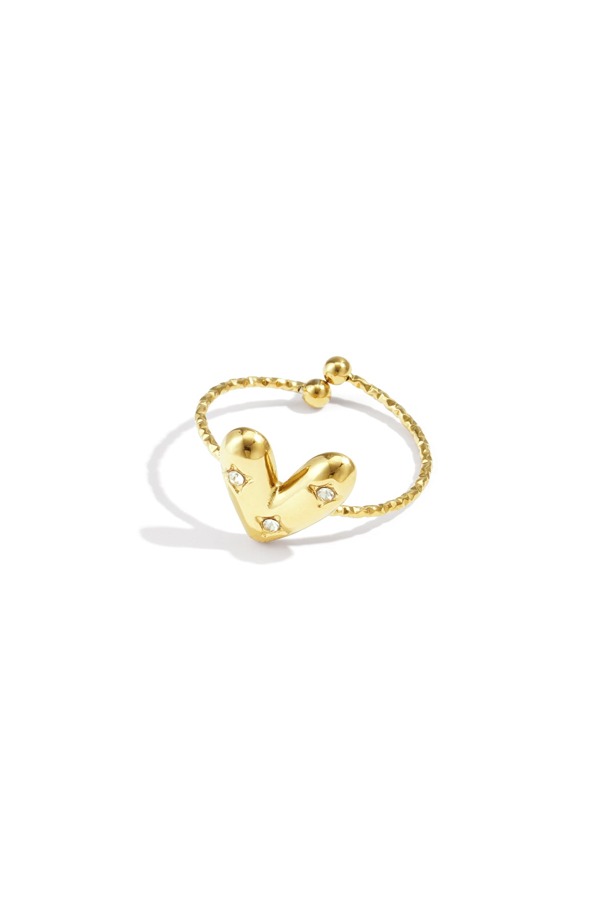 Verstelbare ring met belegd hart