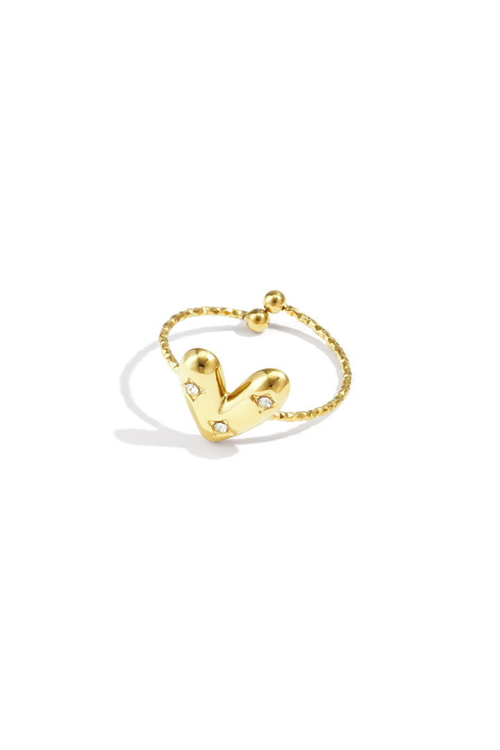 Verstelbare ring met belegd hart