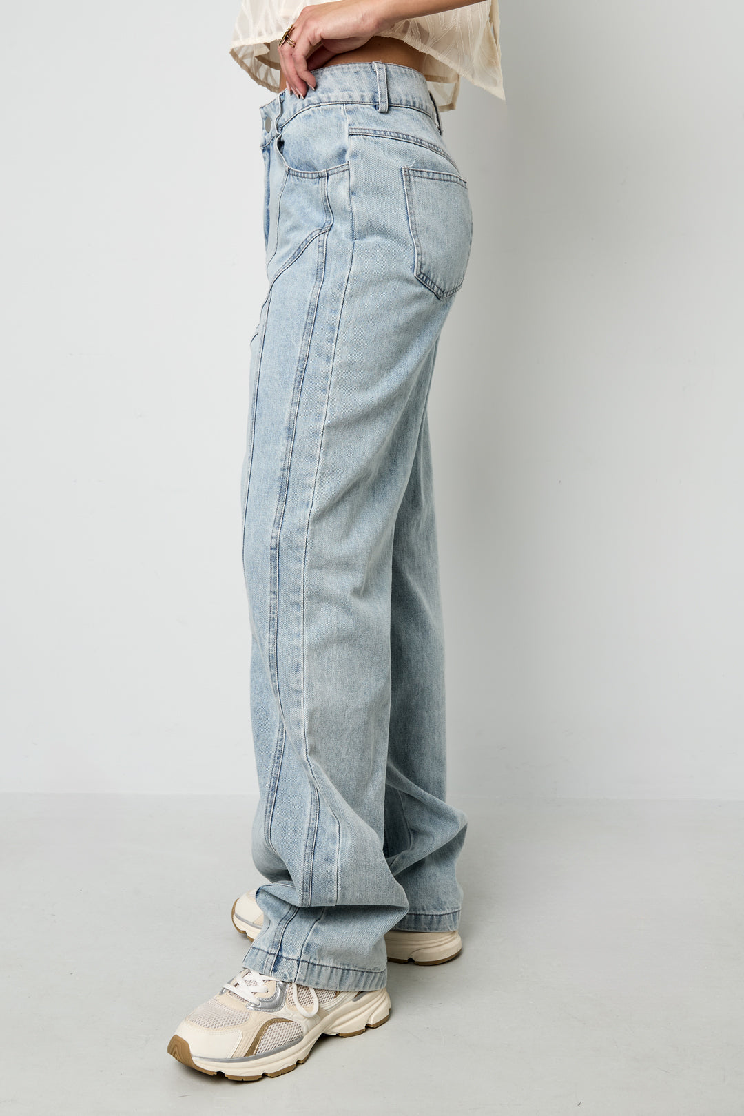 Cotton Blend Jeansbroek Casual Straight Light Indigo
