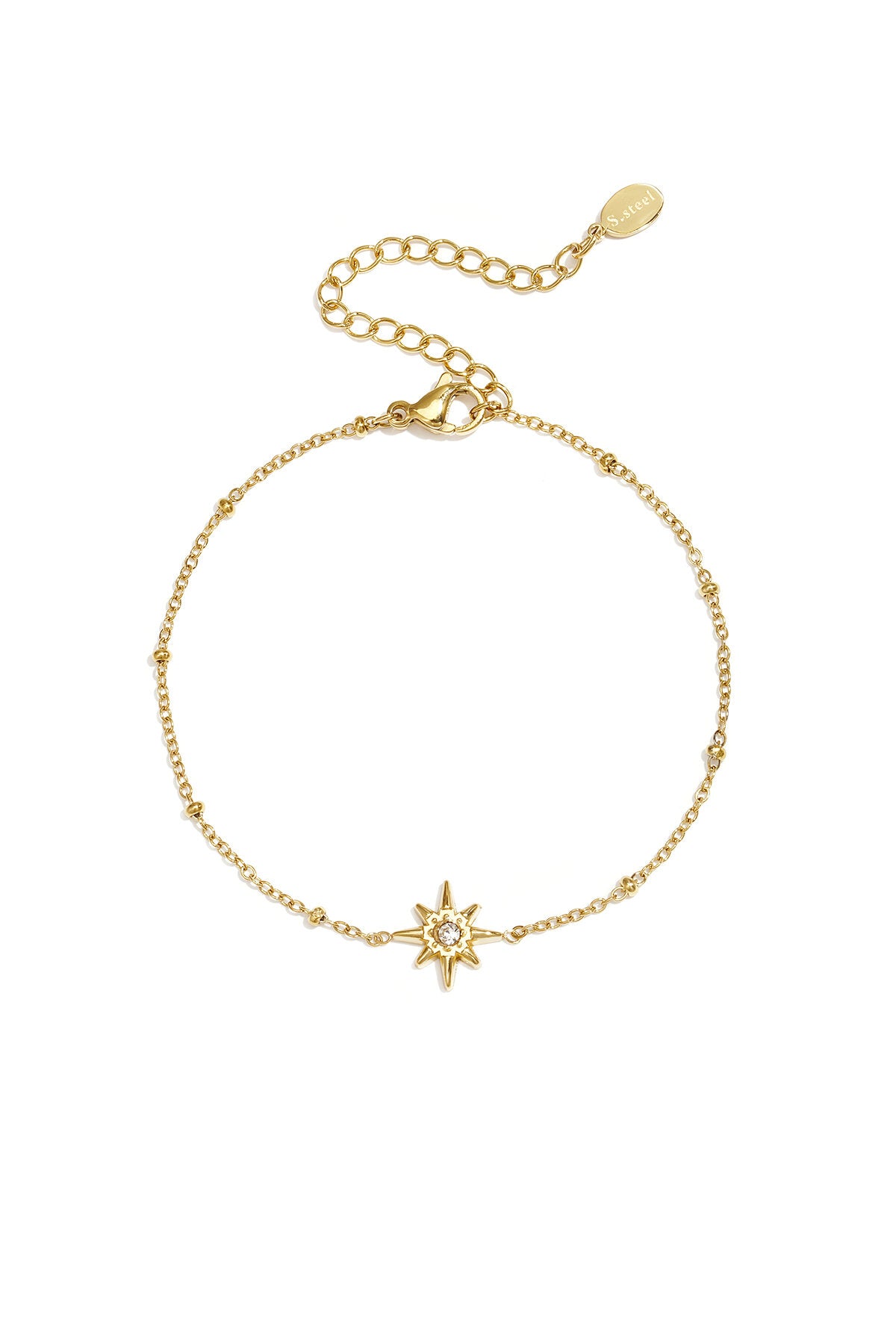 Armband met bolletjes en vallende ster met steen