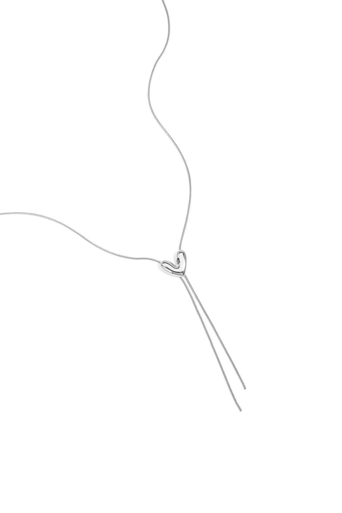 Roestvrijstalen hangerkettingen met hartvormige hanger, casual en eenvoudig model, dames sieraden.