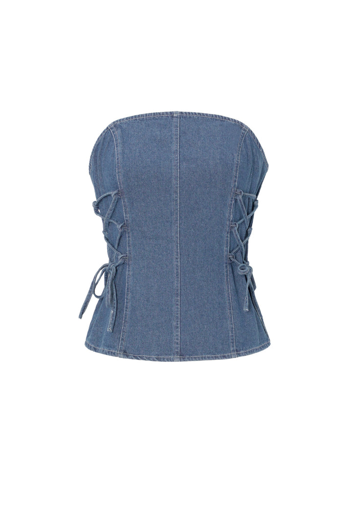 Geweven Denim Vrouwen Strapless Top Elegant Solide Kleur Lente/Zomer