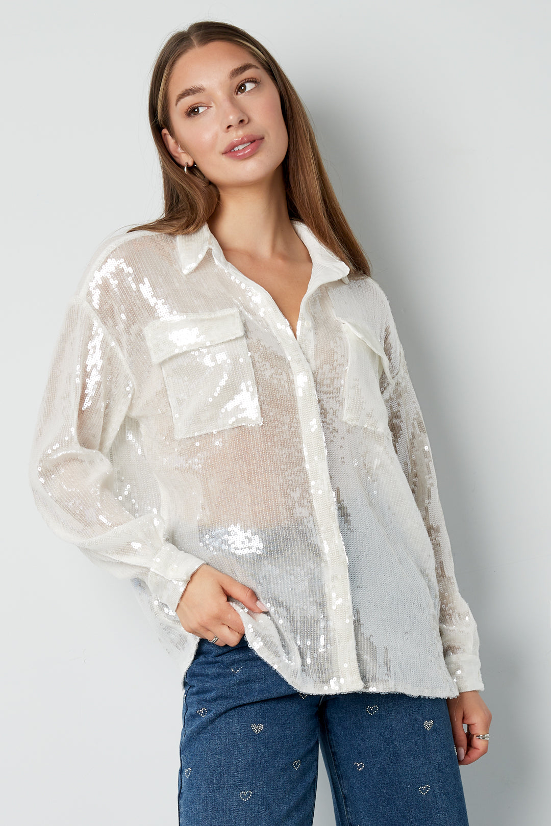 Geweven Polyestervezel Vrouwen Overhemd Elegante Solide Kleur Lente/Zomer
