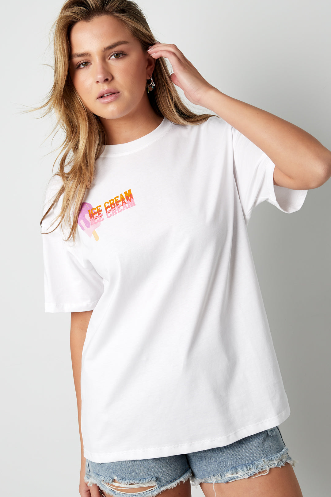 Cotton Vrouwen T-shirt Lente/Zomer Letters