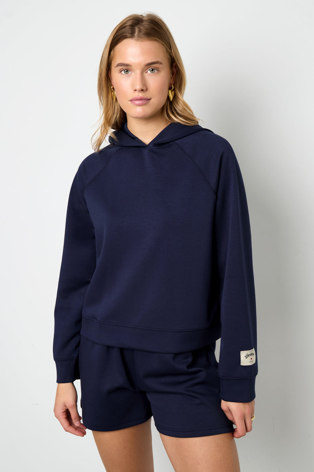 Gebreide Polyestervezel Vrouwen Hoodie Sportief Eenvoudige Kleur