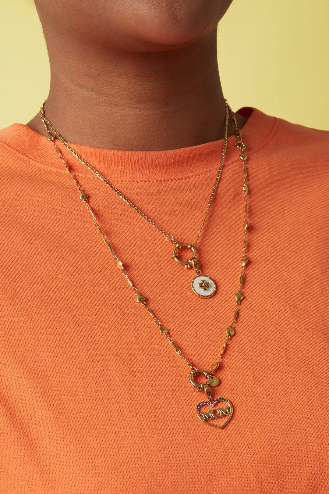 Ketting met schakels en hartjes afneembaar en verstelbaar